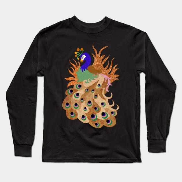 Peacock Long Sleeve T-Shirt by JulietLake